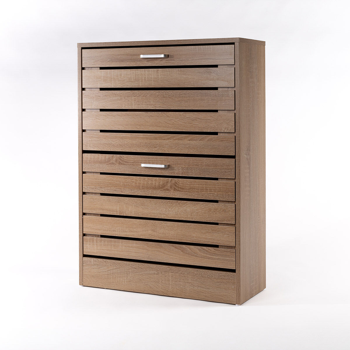 Sapateira ripada natural com 2 gavetas 84cm