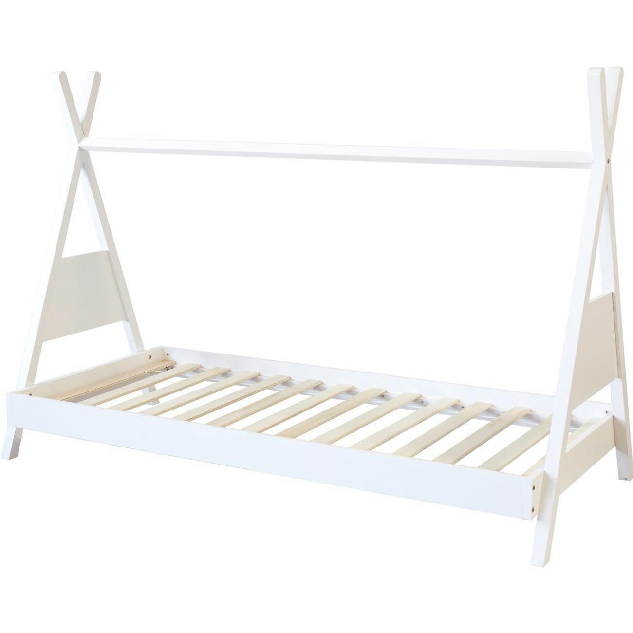 ASHA - Lit enfant cabane pin blanc sommier 190x90cm