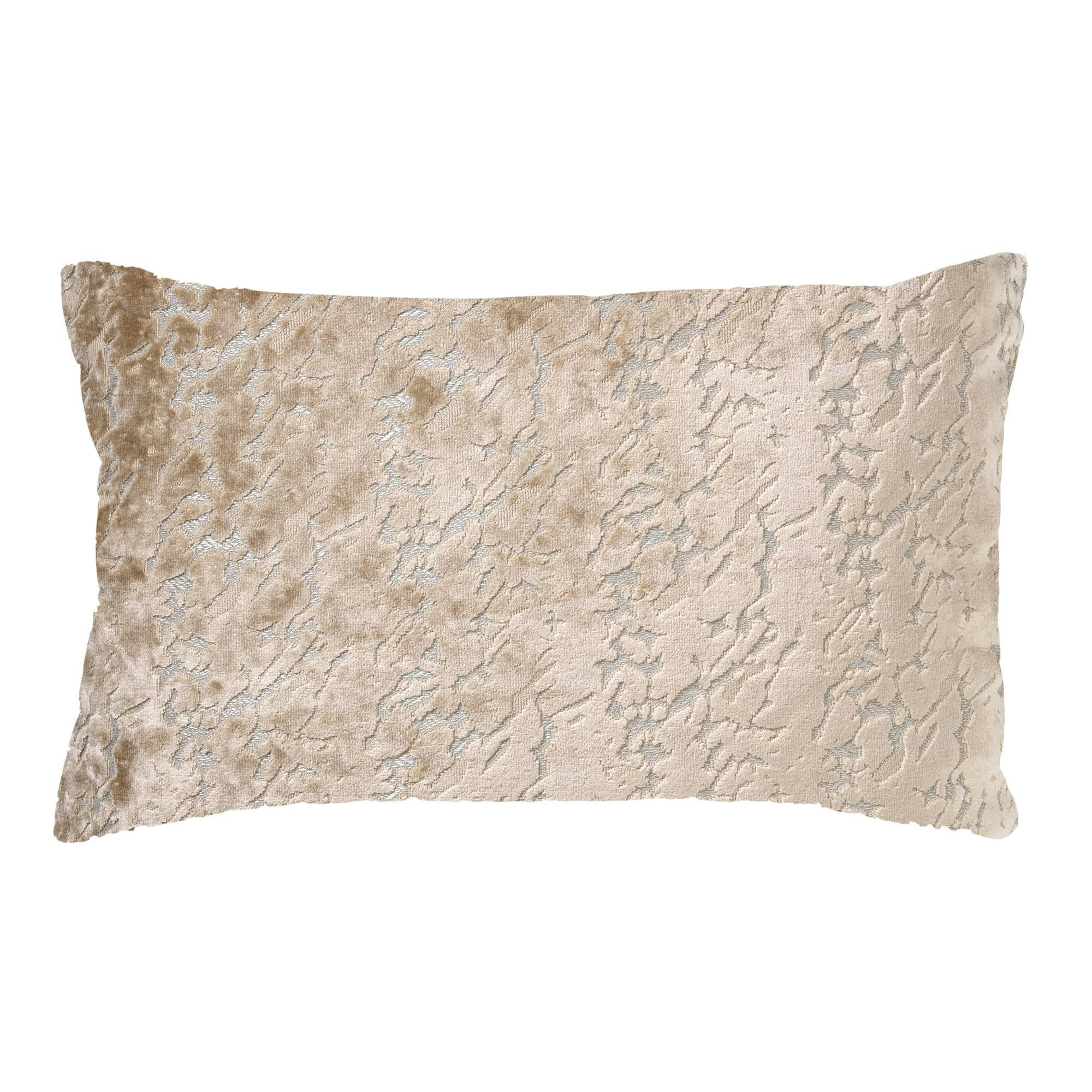 - Coussin beige en velours 30x50 cm avec motif