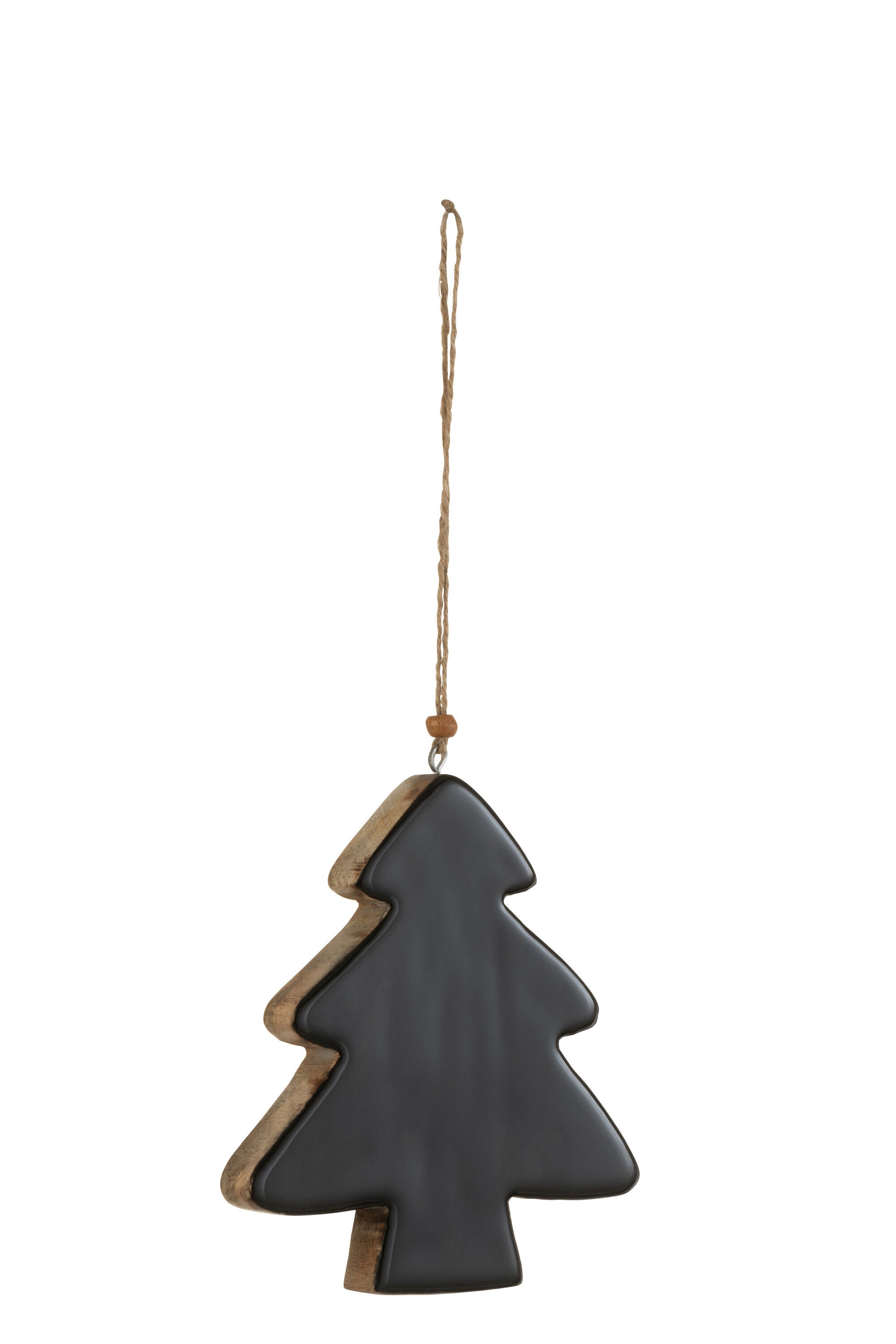 J-Line kersthanger Boom - hout - zwart - large - 3 stuks