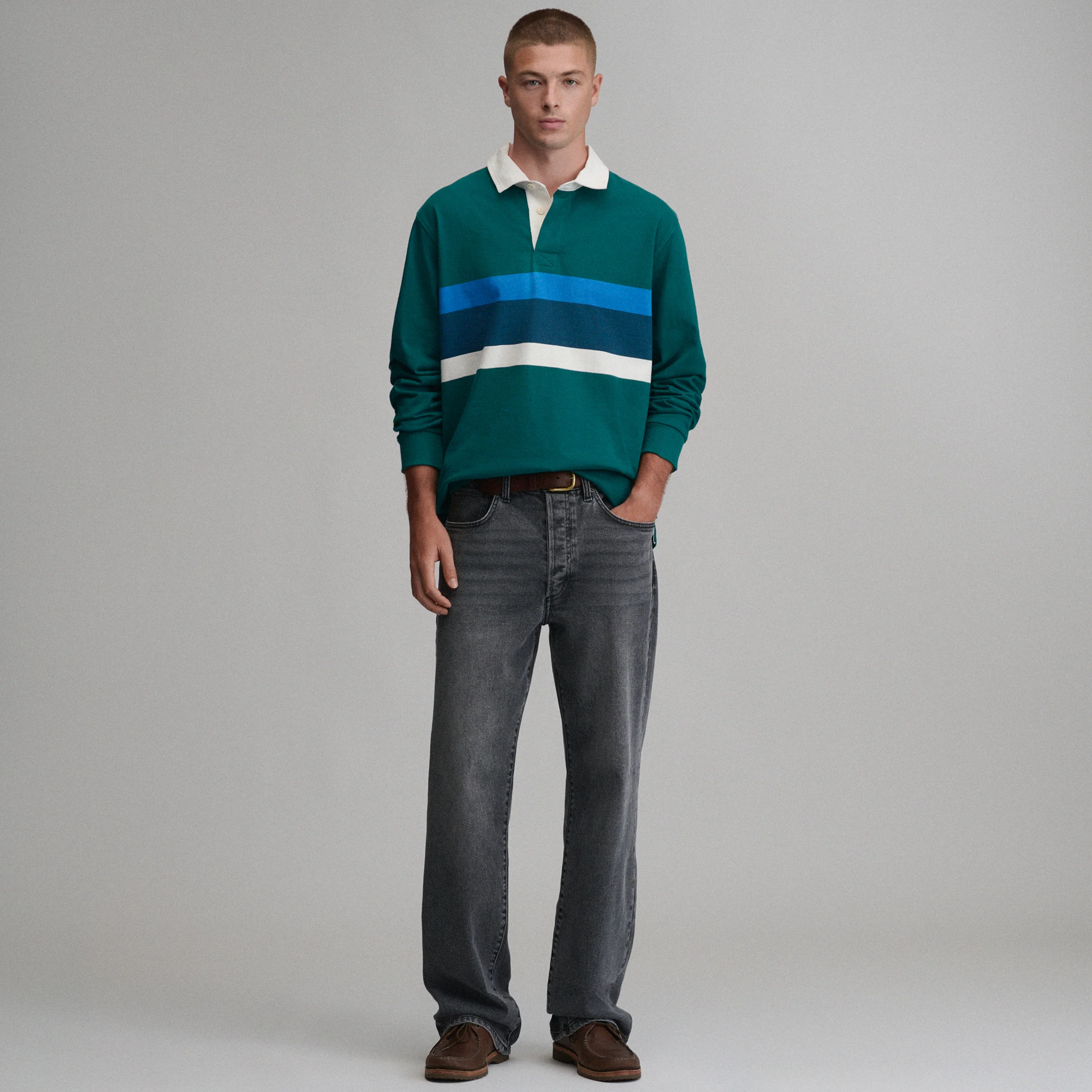 Men's Long-Sleeve Rugby Stripe Crew