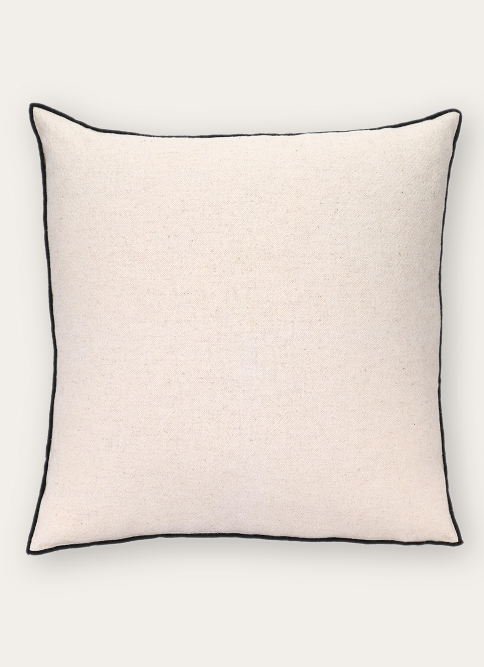 COUSSIN UNI COTON-LIN AVEC BOURDON CONTRASTÉ ÉCRU/NOIR