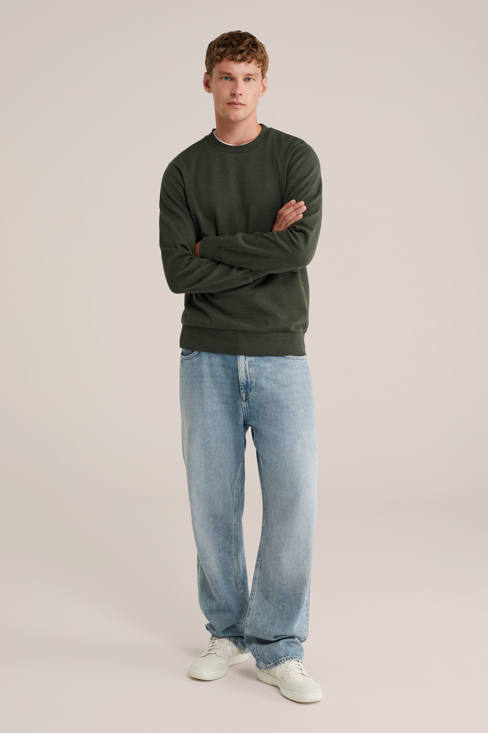 Heren regular fit sweater met structuur