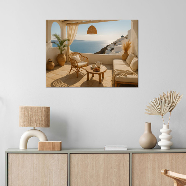 Obraz do salonu sypialni jadalni, Widok z tarasu Santorini 30x20