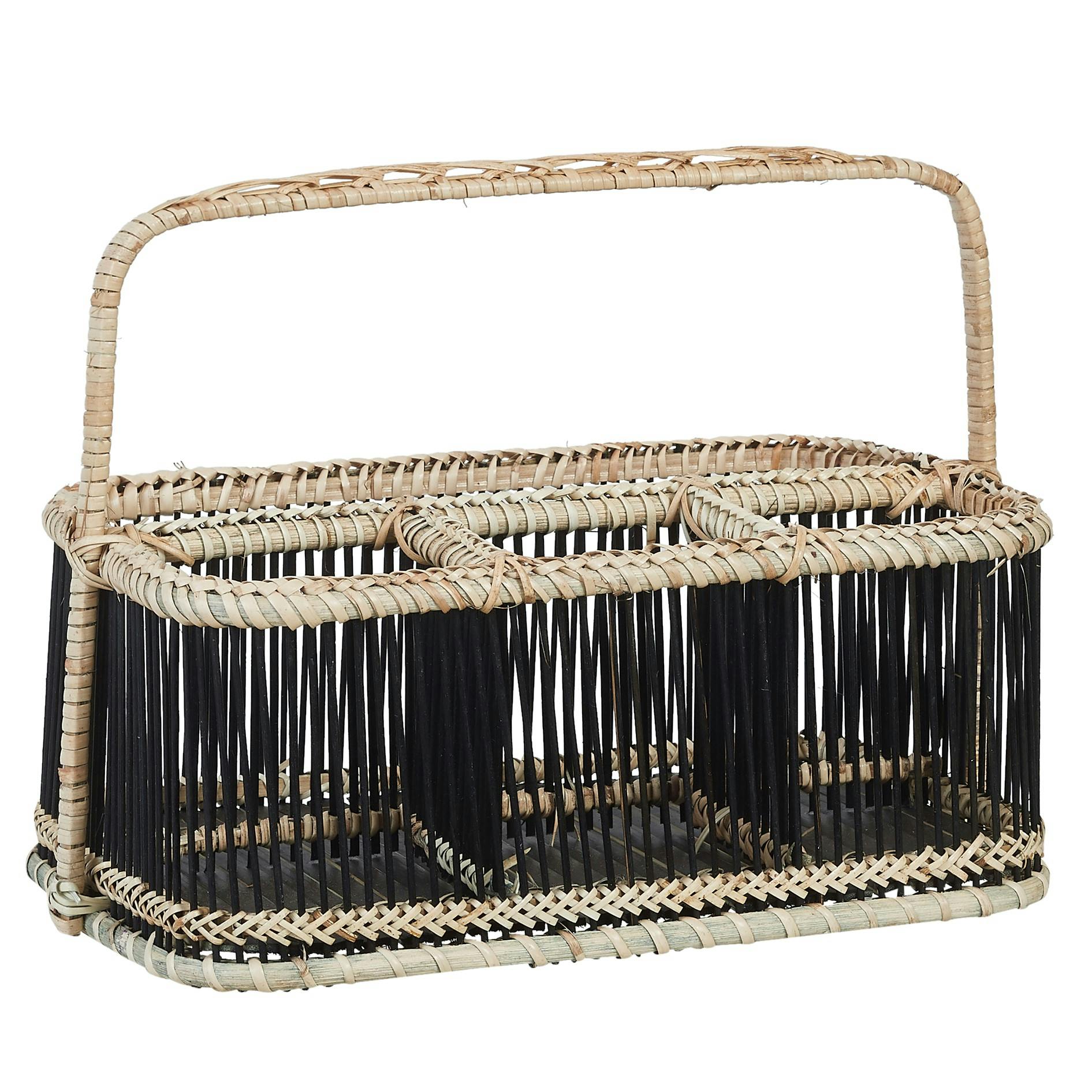 Panier rectangle compartimenté noir à anse