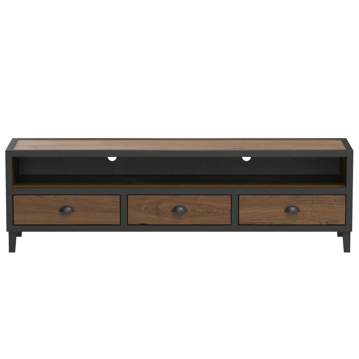 SHELBY - Meuble TV en bois de cèdre recyclé et métal 160 cm