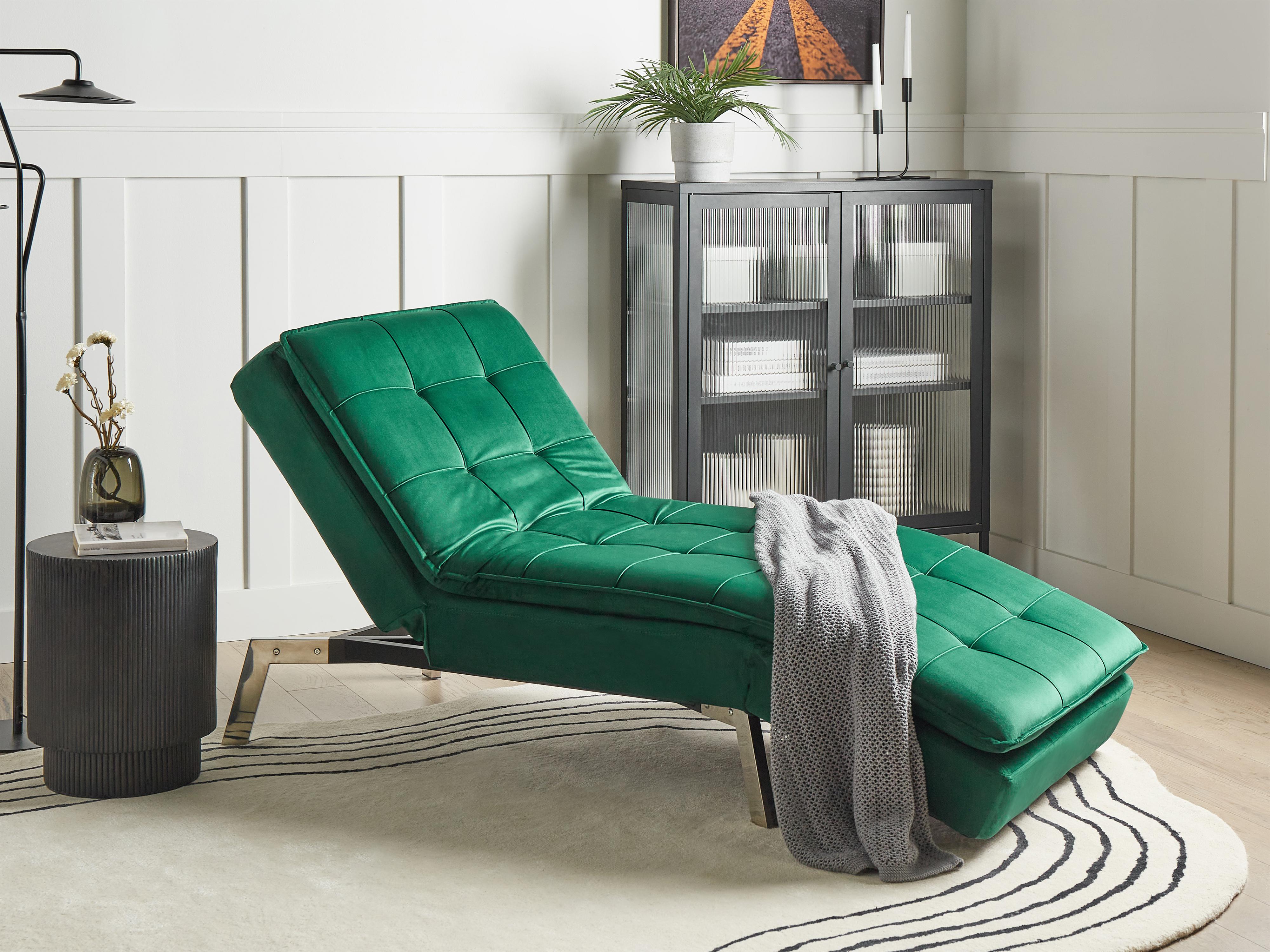 Chaise Longue LOIRET Velvet Emerald Green