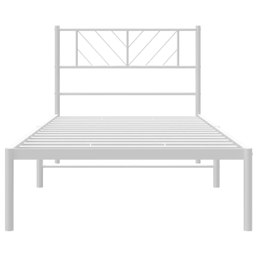 NNEVL Metal Bed Frame with Headboard White 107x203 cm