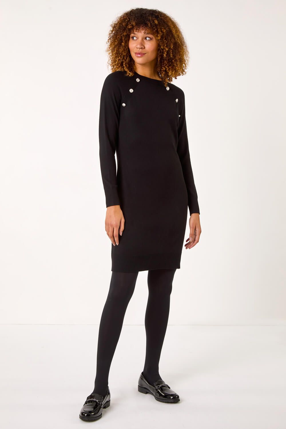 Roman Button Detail Knitted Dress