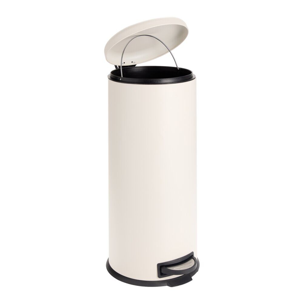 Poubelle à pédale 30L ronde métal beige Ø30xH69,5cm