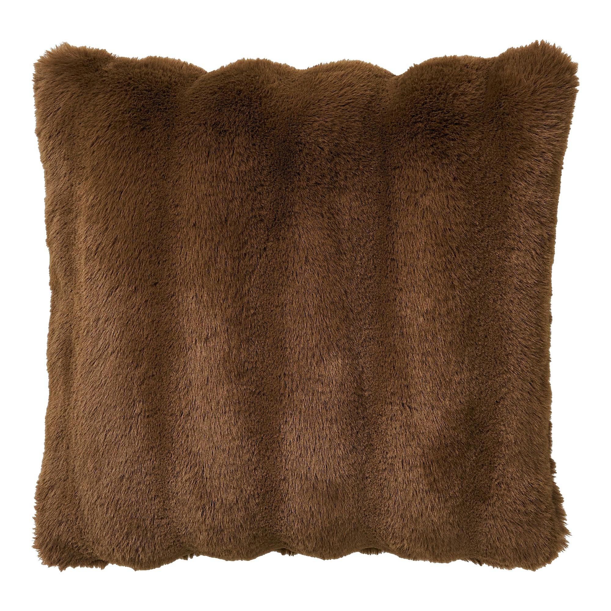 Coussin fausse fourrure marron BRUGES