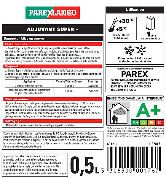 Adjuvant joint carrelage Parexlanko Super  0,5L