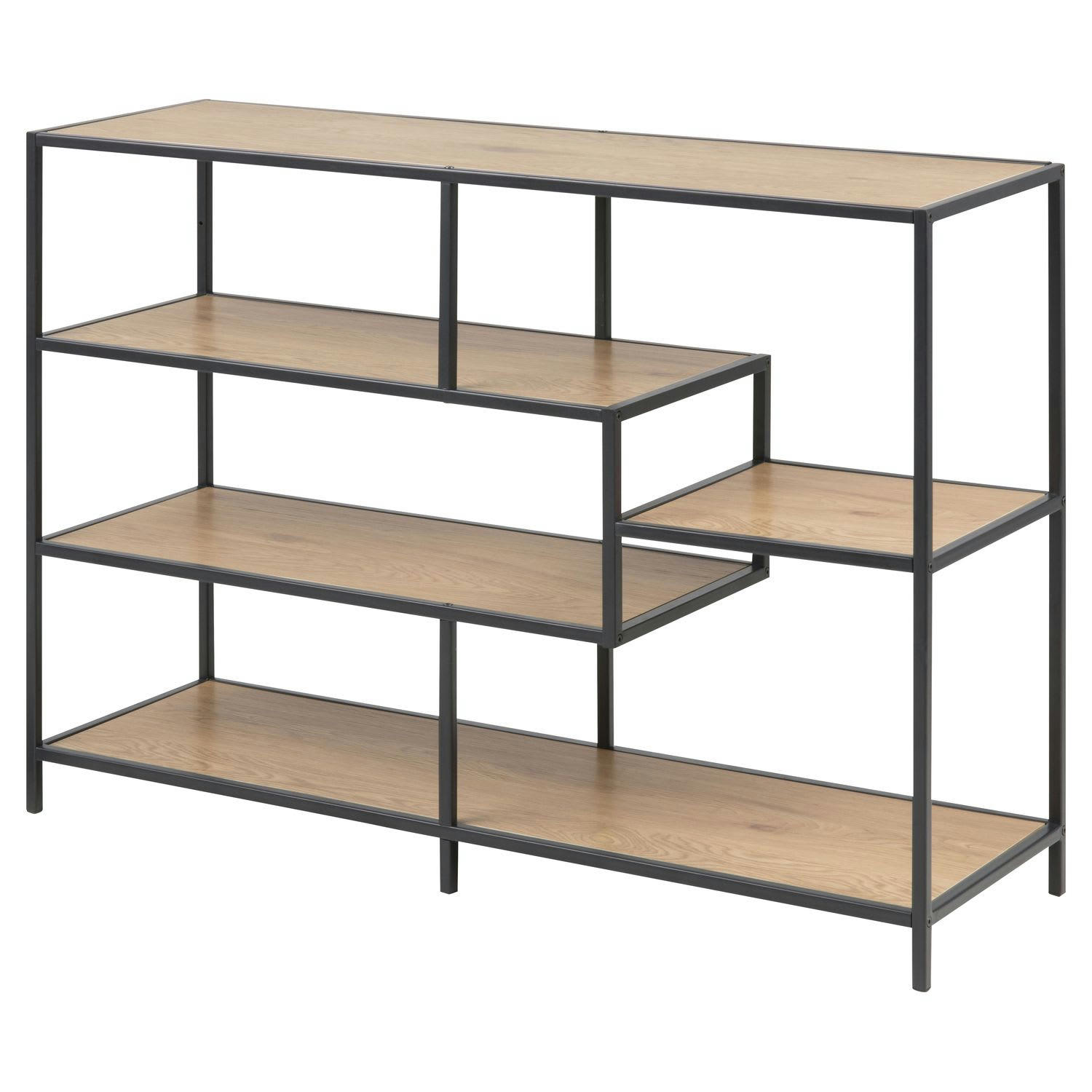 SIREINE - Bibliothèque ouverte 4 étagères en mdf et métal beige