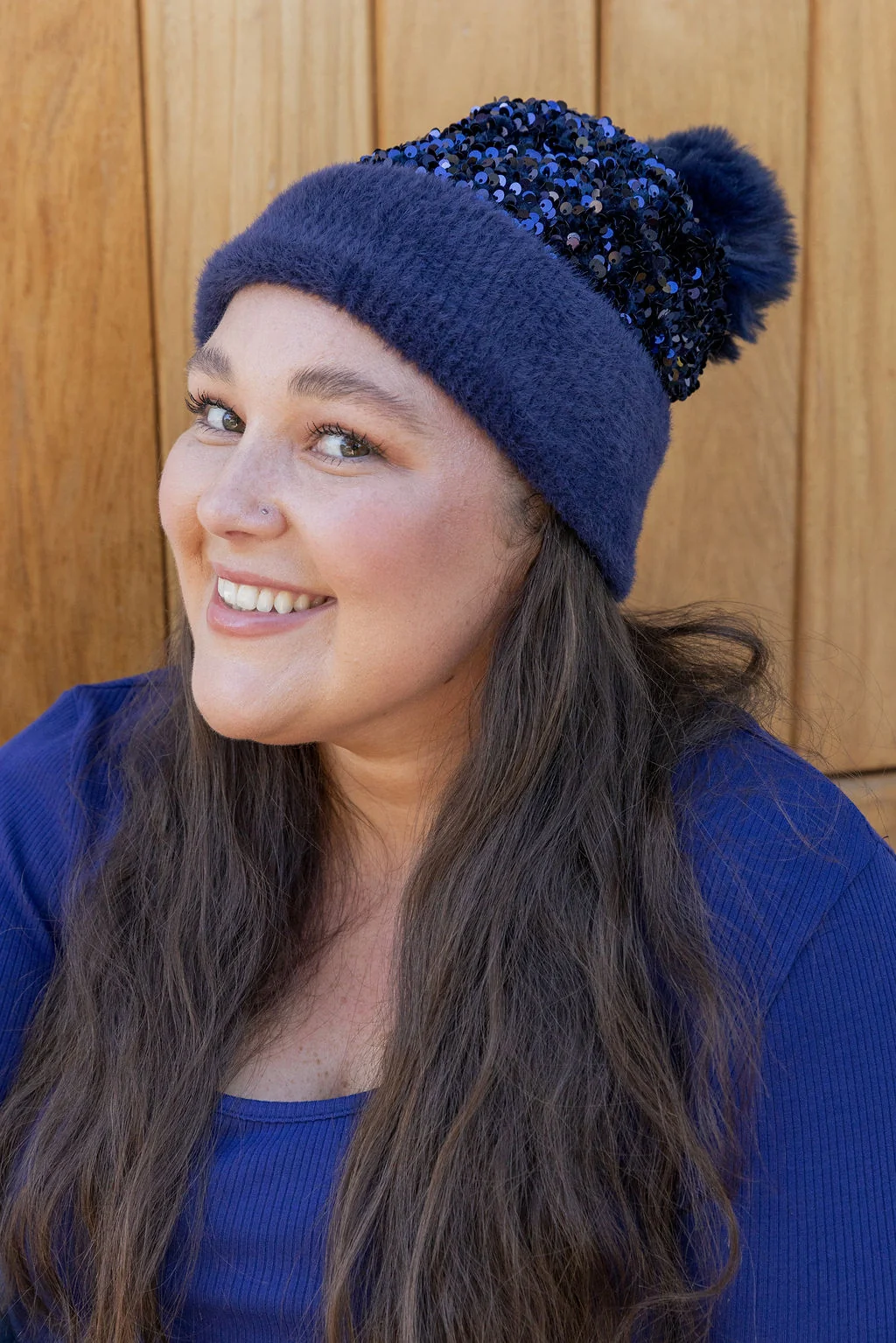 Glitzy Beanie in Navy