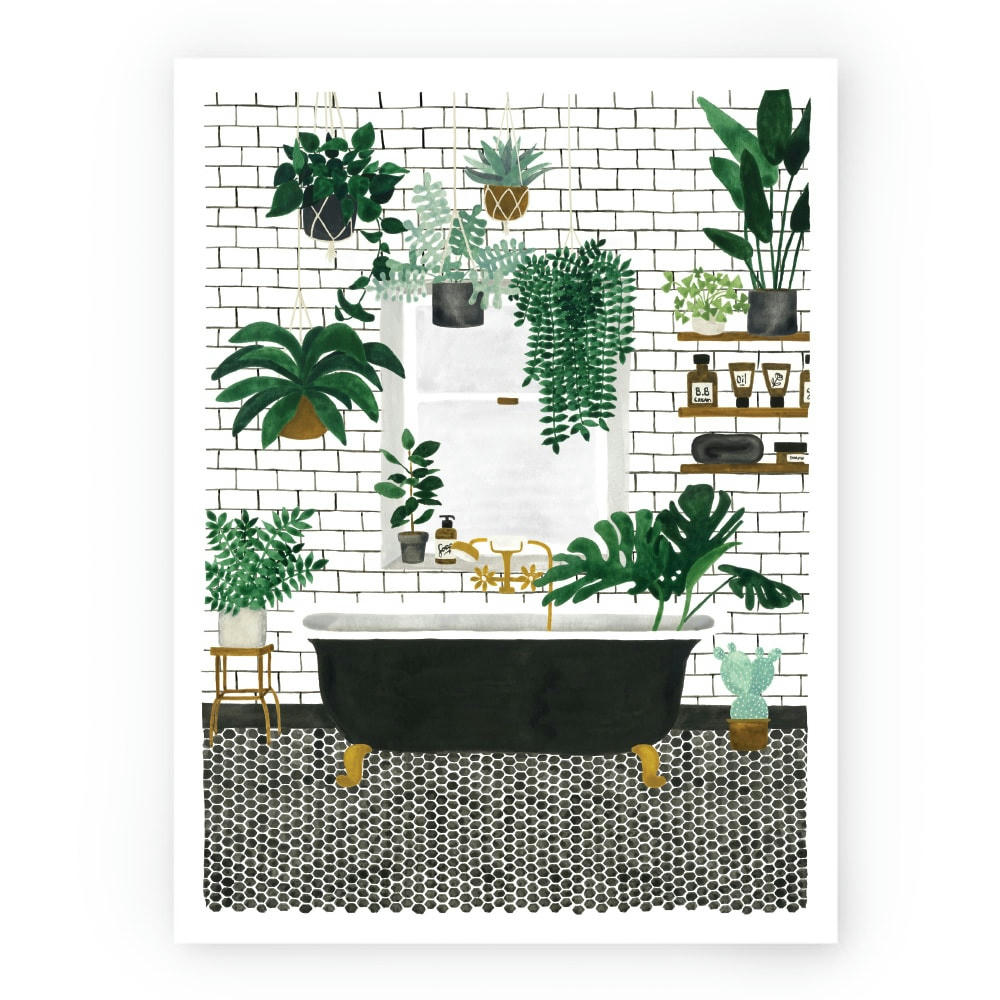 - Affiche illustrée motif Salle de bain 30x40 cm