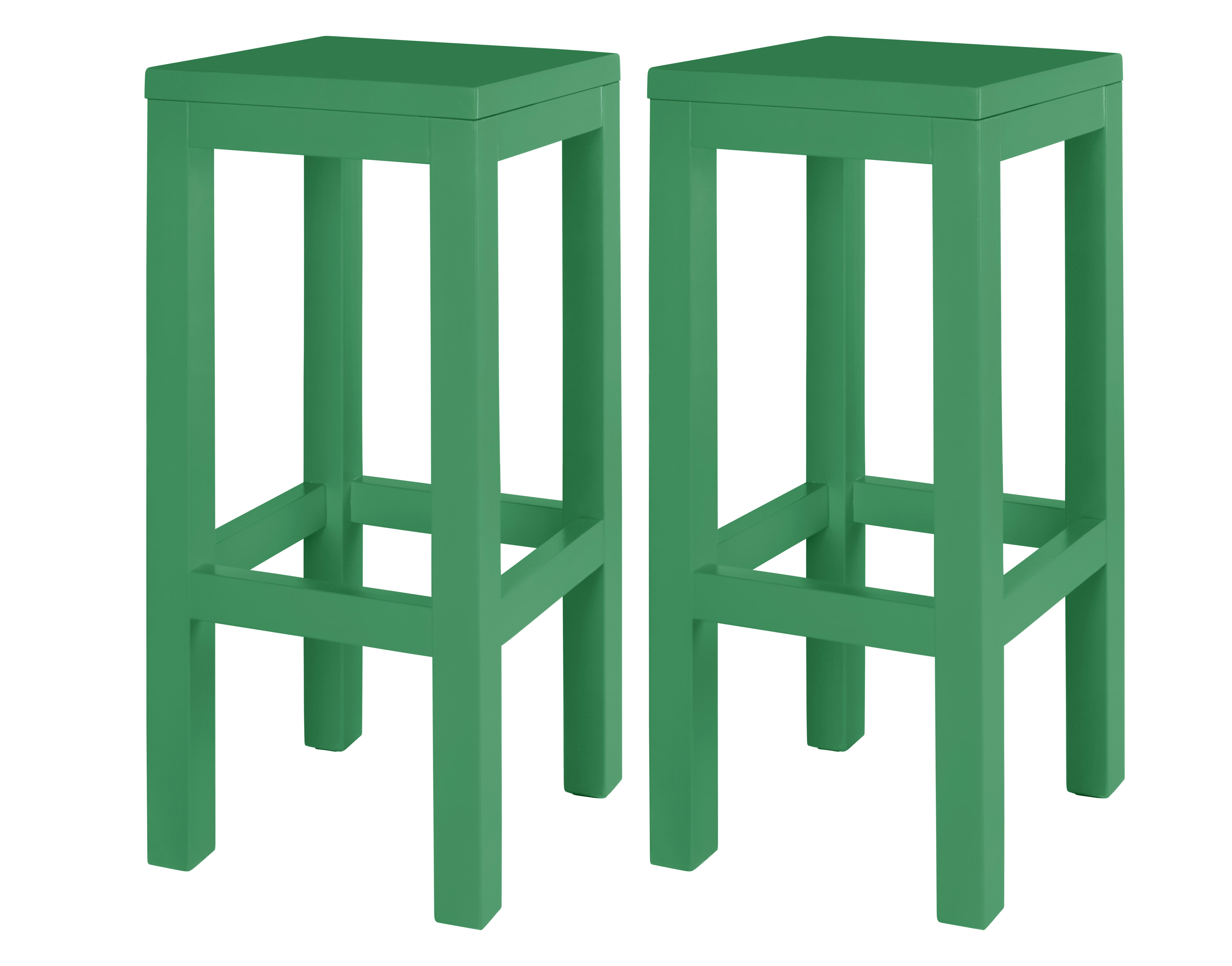 BLOCKIE-AXEL - Set 2 Tabourets laqués en pin 65cm vert émeraude