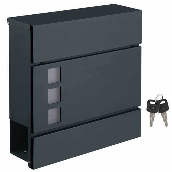 Skrzynka pocztowa na listy i gazety metalowa szara 37x37x10,5 cm