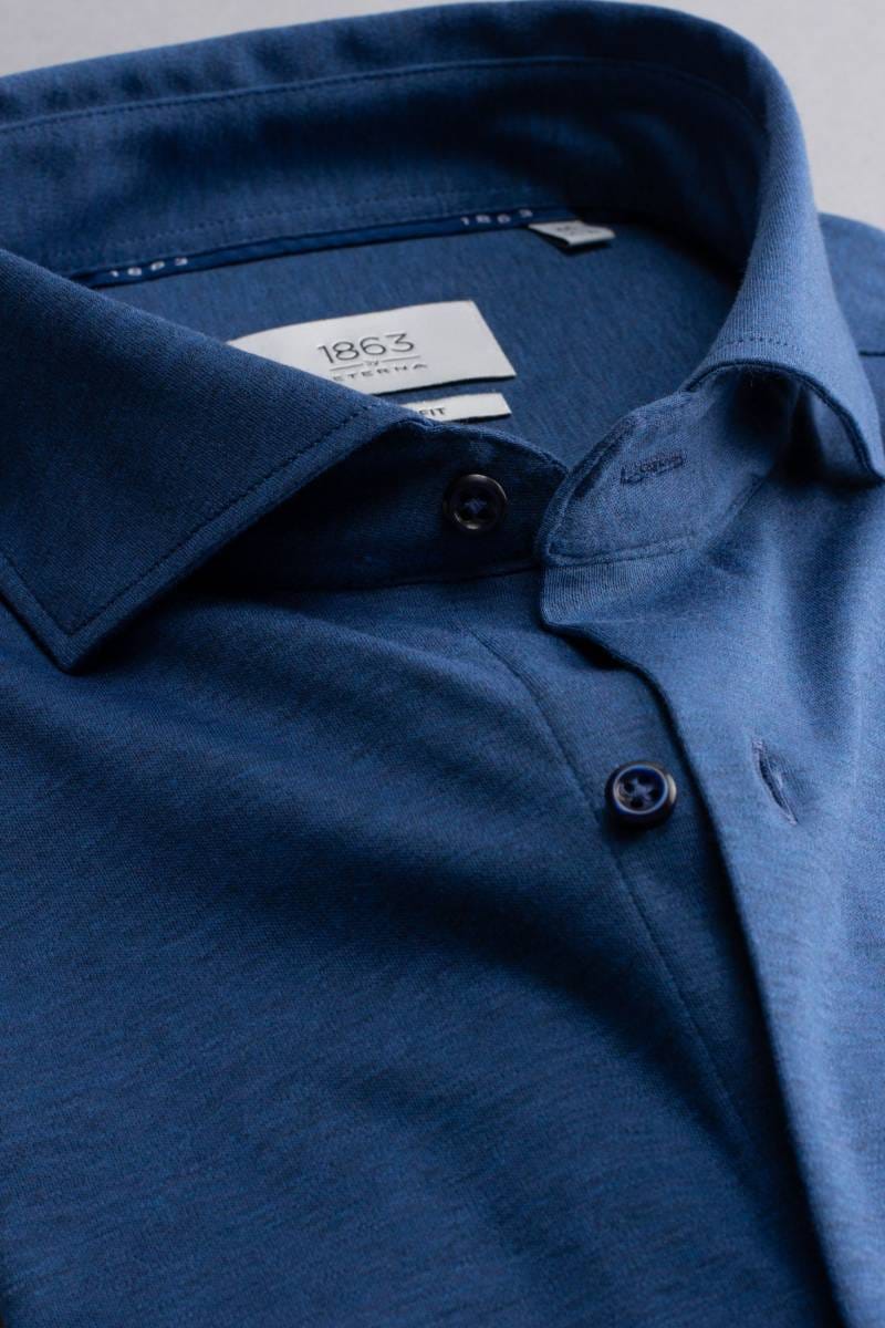ETERNA 1863 Soft Tailoring Slim Fit Jerseyhemd blau, Einfarbig
