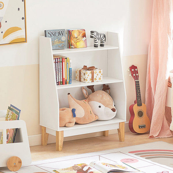 SoBuy Regał dziecięcy z 3 półkami Biały 60x25x80.5cm Funkcjonalny KMB47-W