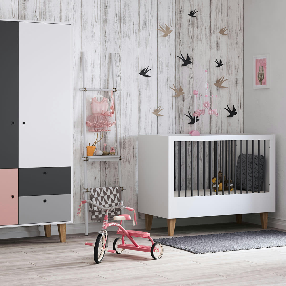 CONCEPT - Armoire 2 portes rose