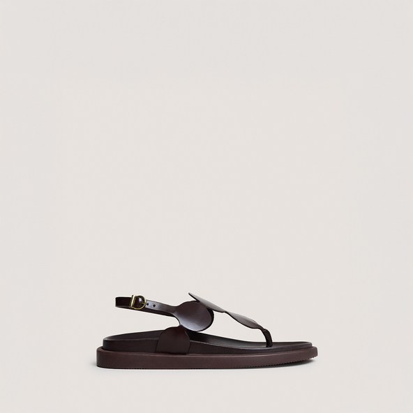 Sandales à brides ajustantesen cuir marron foncé | WIND