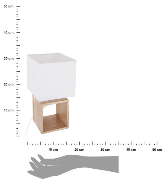 Lampa stołowa drewniana podstawa biała 32x18 cm kwadratowy abażur