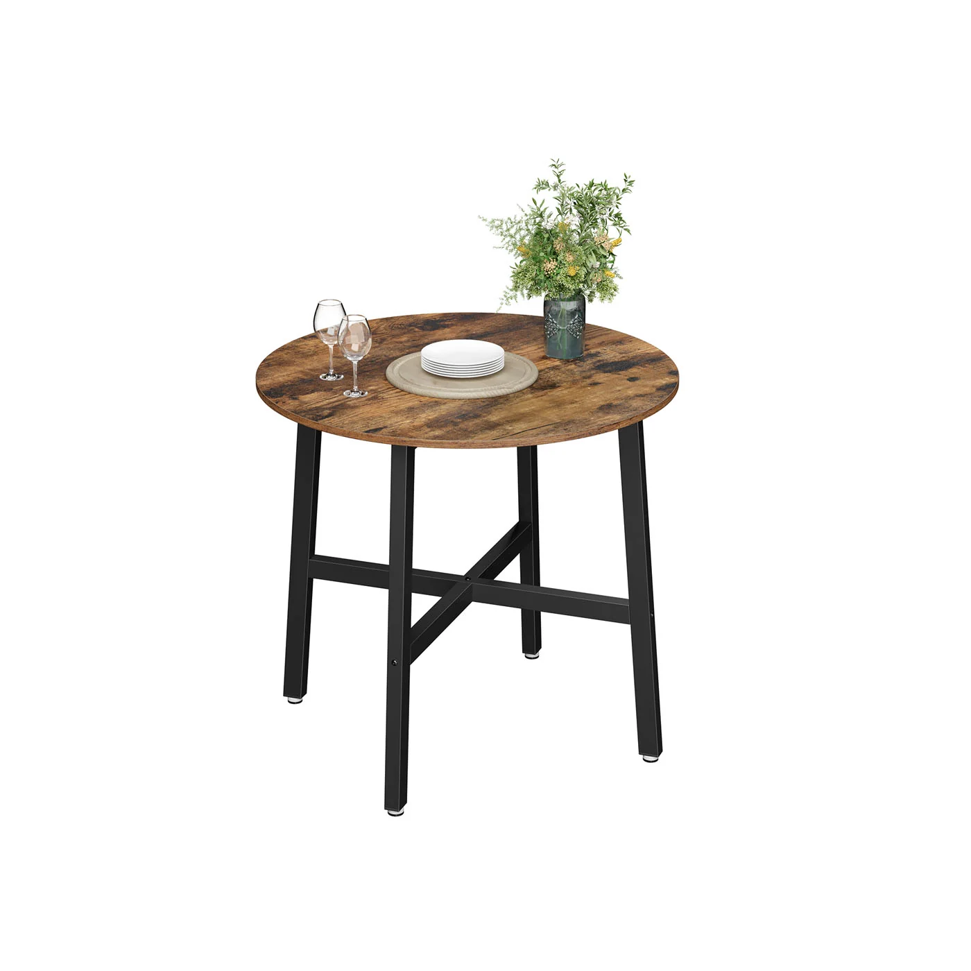 Table à manger marron rustique et noir
