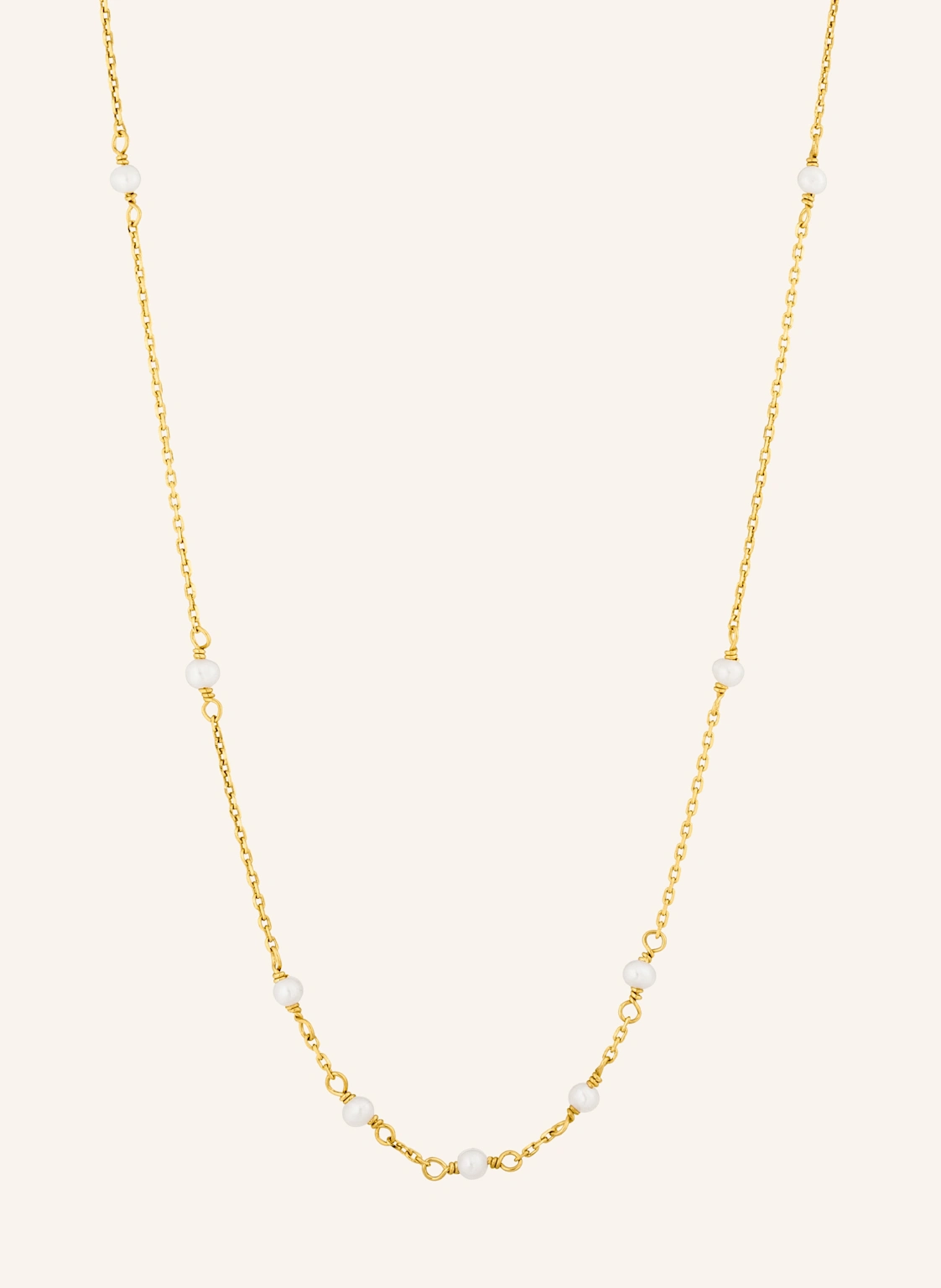 Leaf Halskette WHITE PEARLS aus 14 Karat Gelbgold
