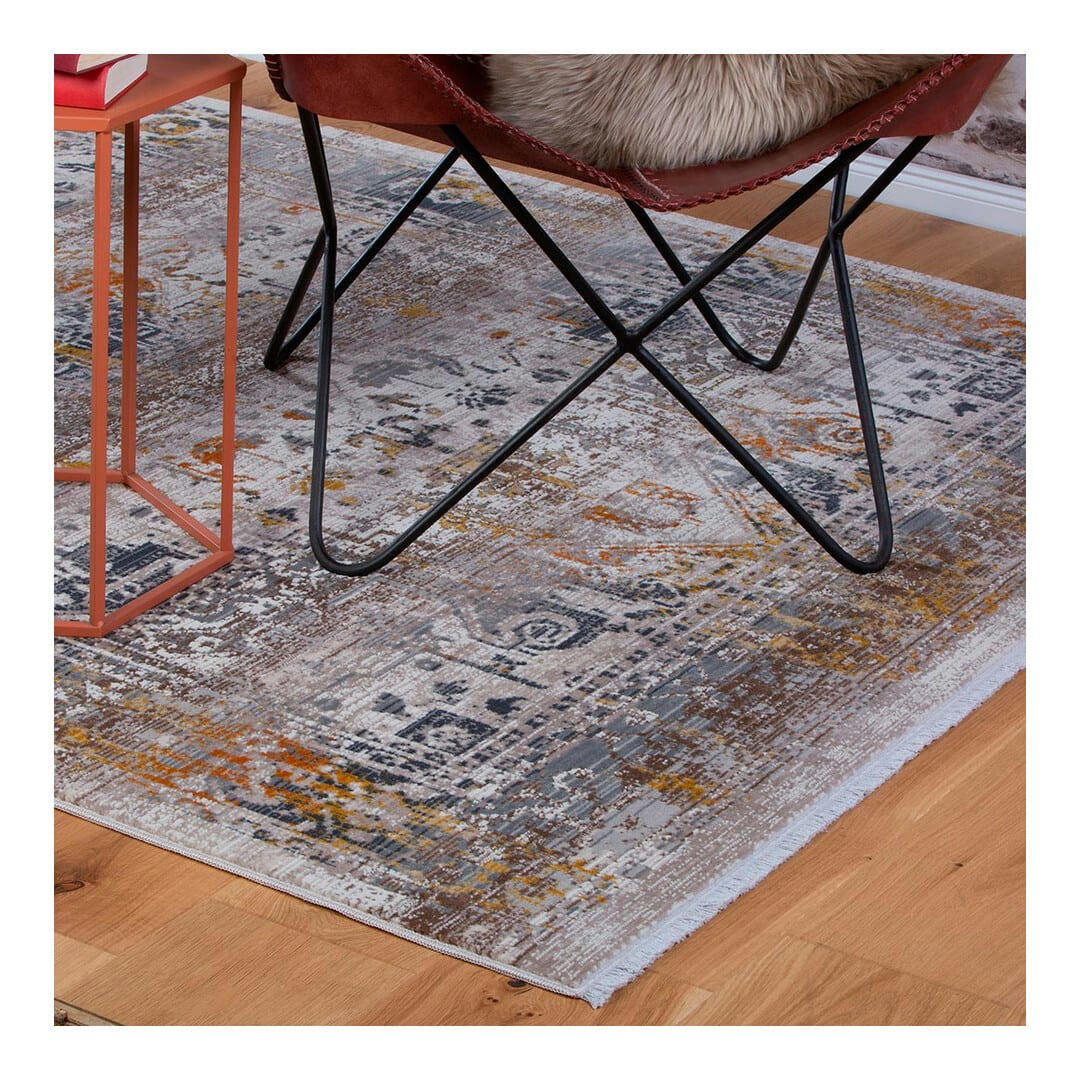 HEDMARK - Tapis rayé vintage en polypropylène taupe 120x170