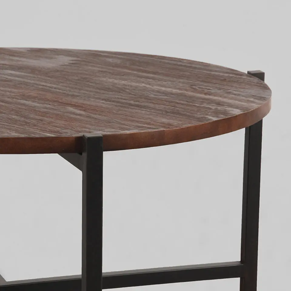 LABEL51 Salontafel Dox Espresso Hout Zwart Onderstel &Oslash;70cm