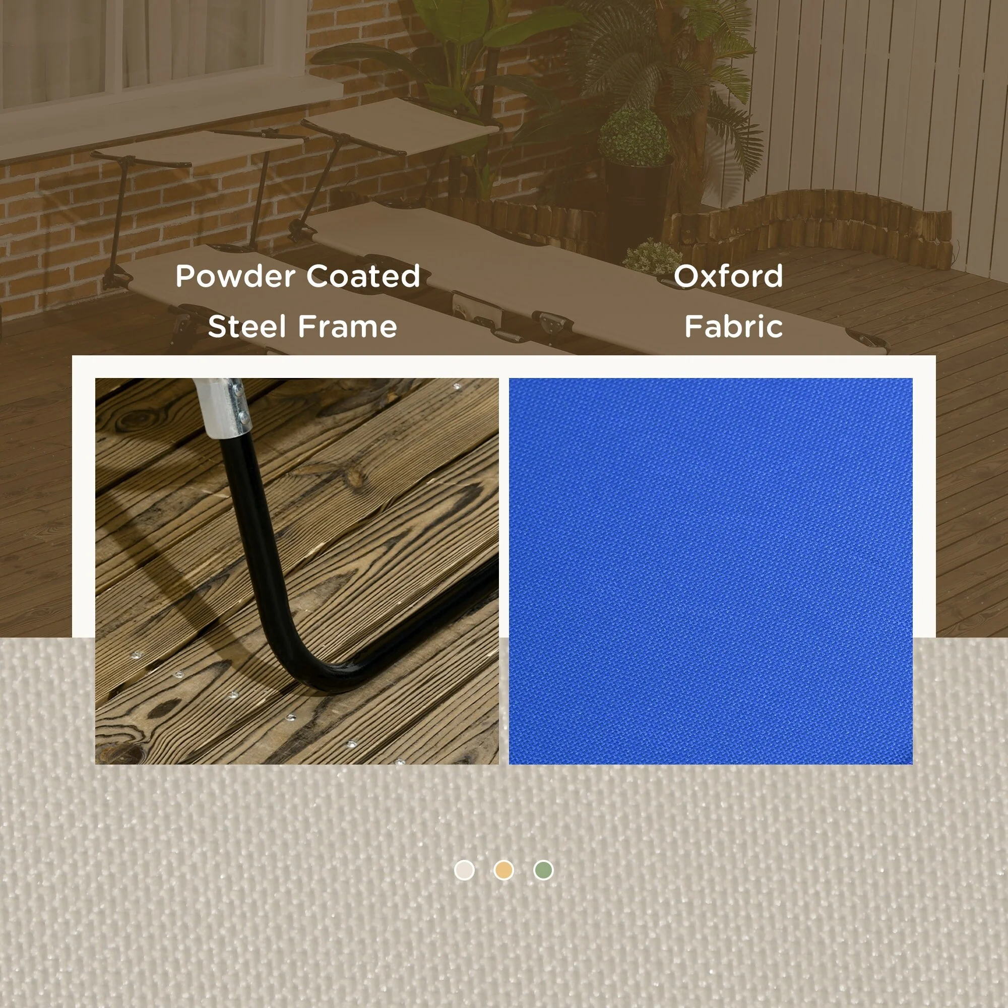 Outsunny Folding Chaise Lounge Pool Chairs with Canopy Shade, Reclining Back, Steel Frame and Side Pocket, 2 Piece