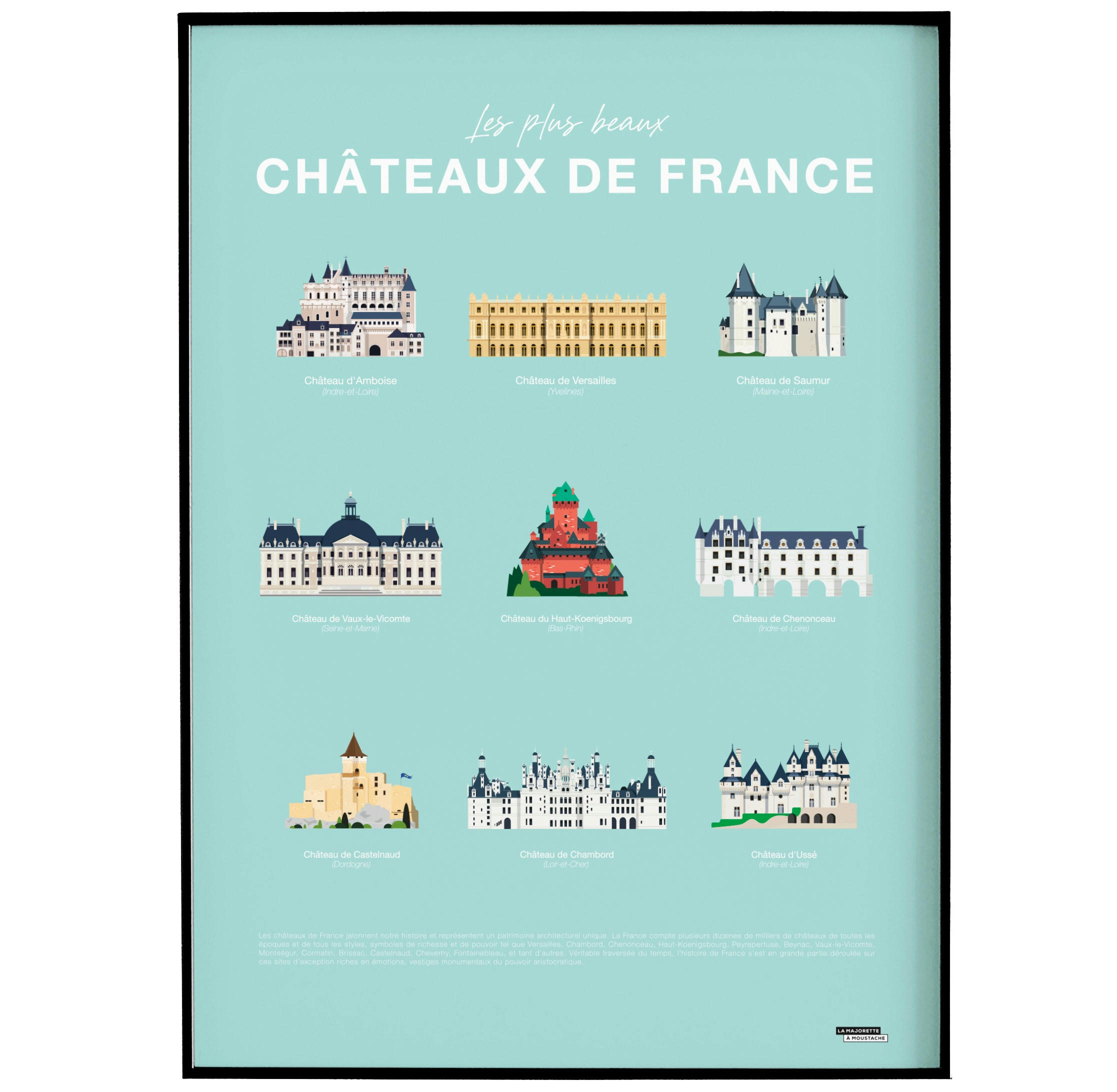 - Affiche d'art Les plus beaux châteaux de France 50 X 70 cm