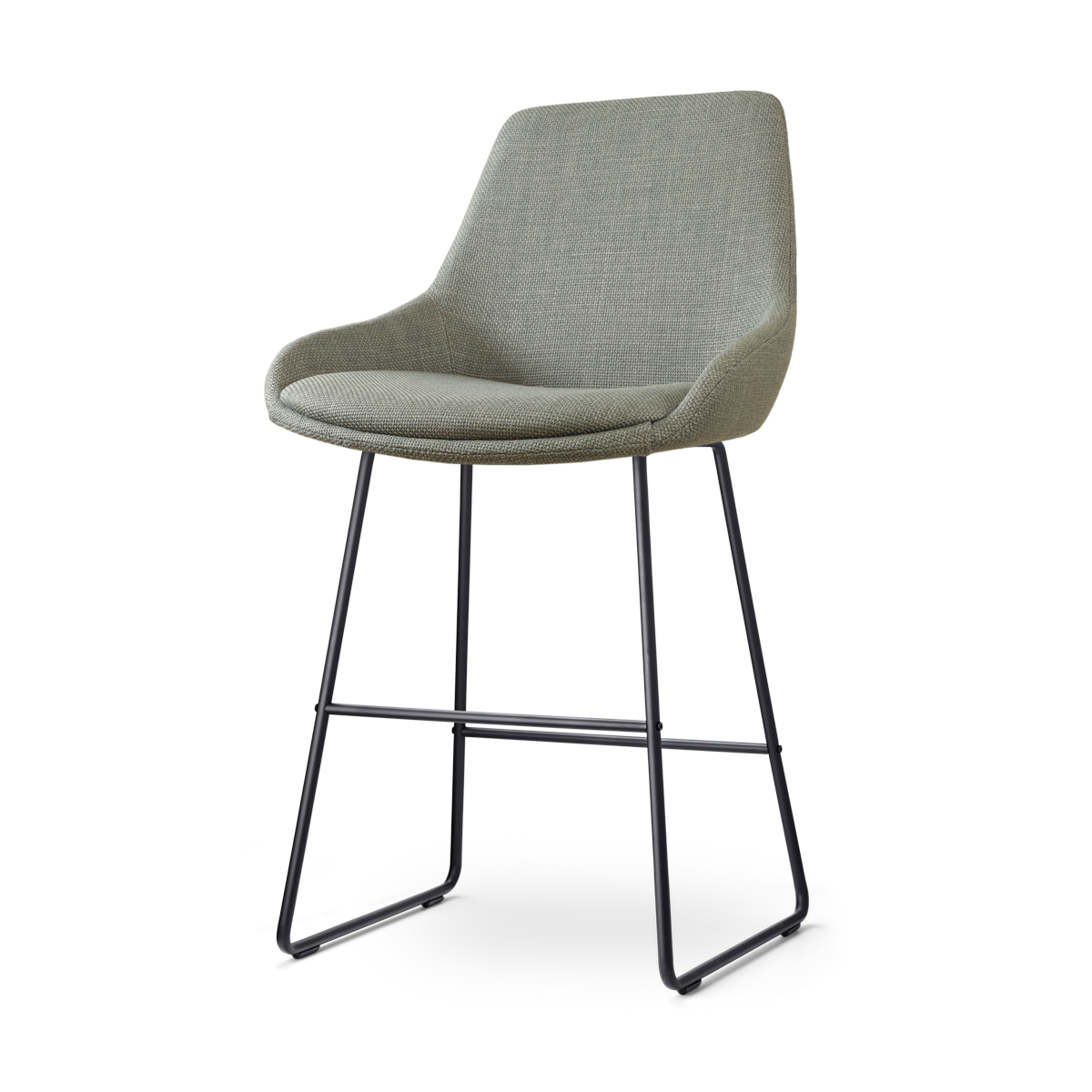 Nolon Nino-Isa Barkruk Saliegroen - Stof - Zwart Onderstel - 65 cm