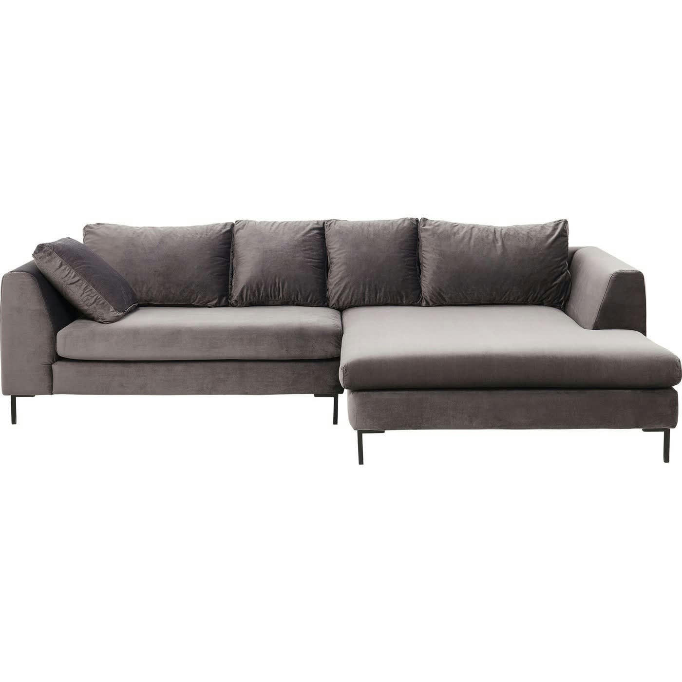 GIANNA - Canapé d'angle droit 4 places en velours gris