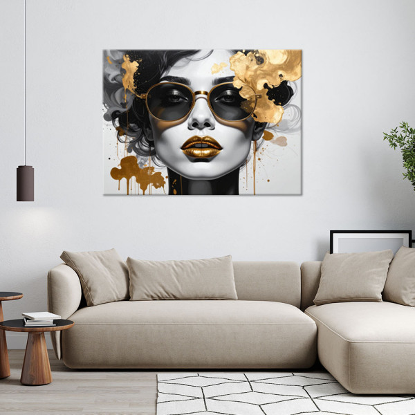 Obraz na płótnie do salonu sypialni, Kobieta Glamour Złoto 30x20