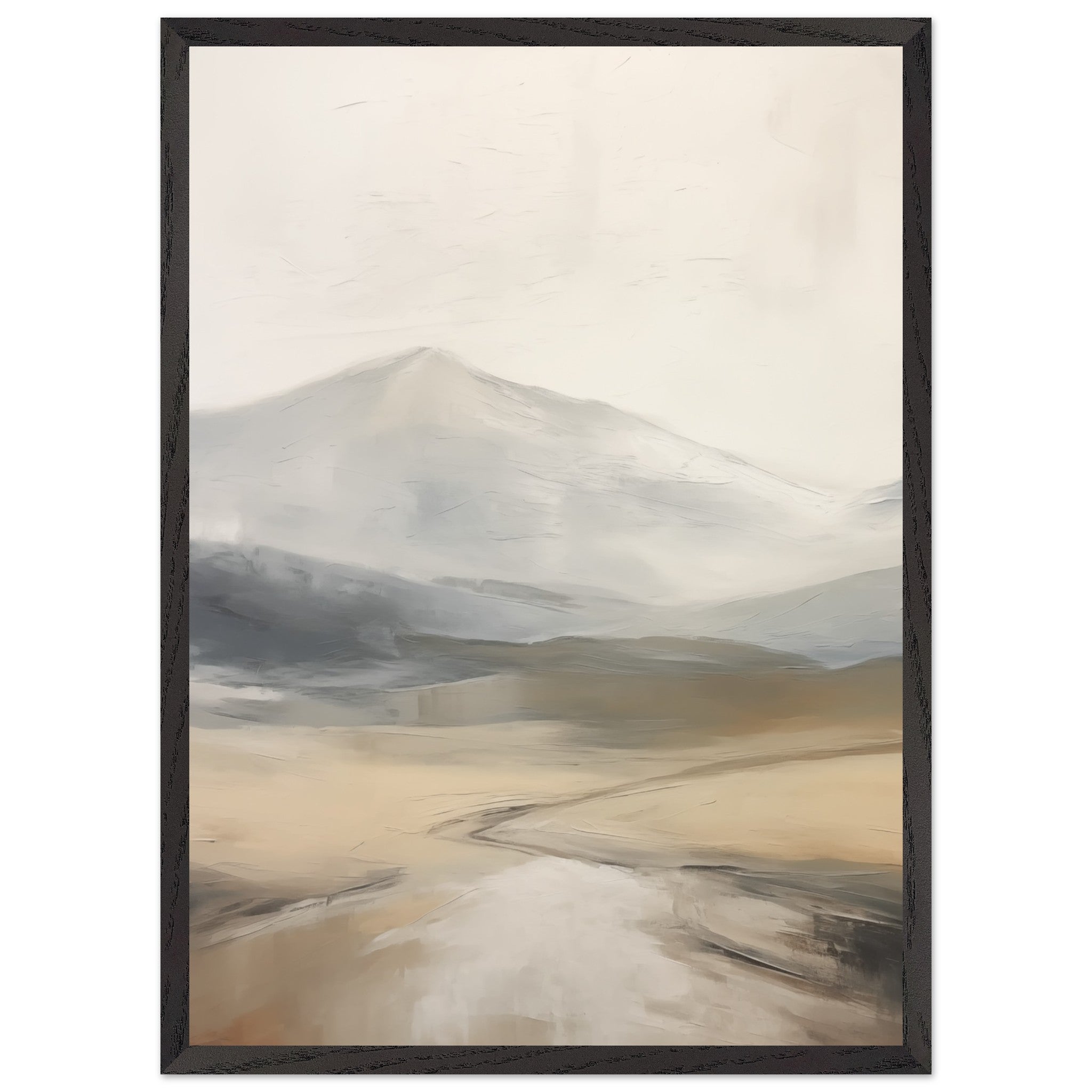 Artfulprints Poster met Lijst Abstract - Fuji path  - 50x70 cm - Taupe