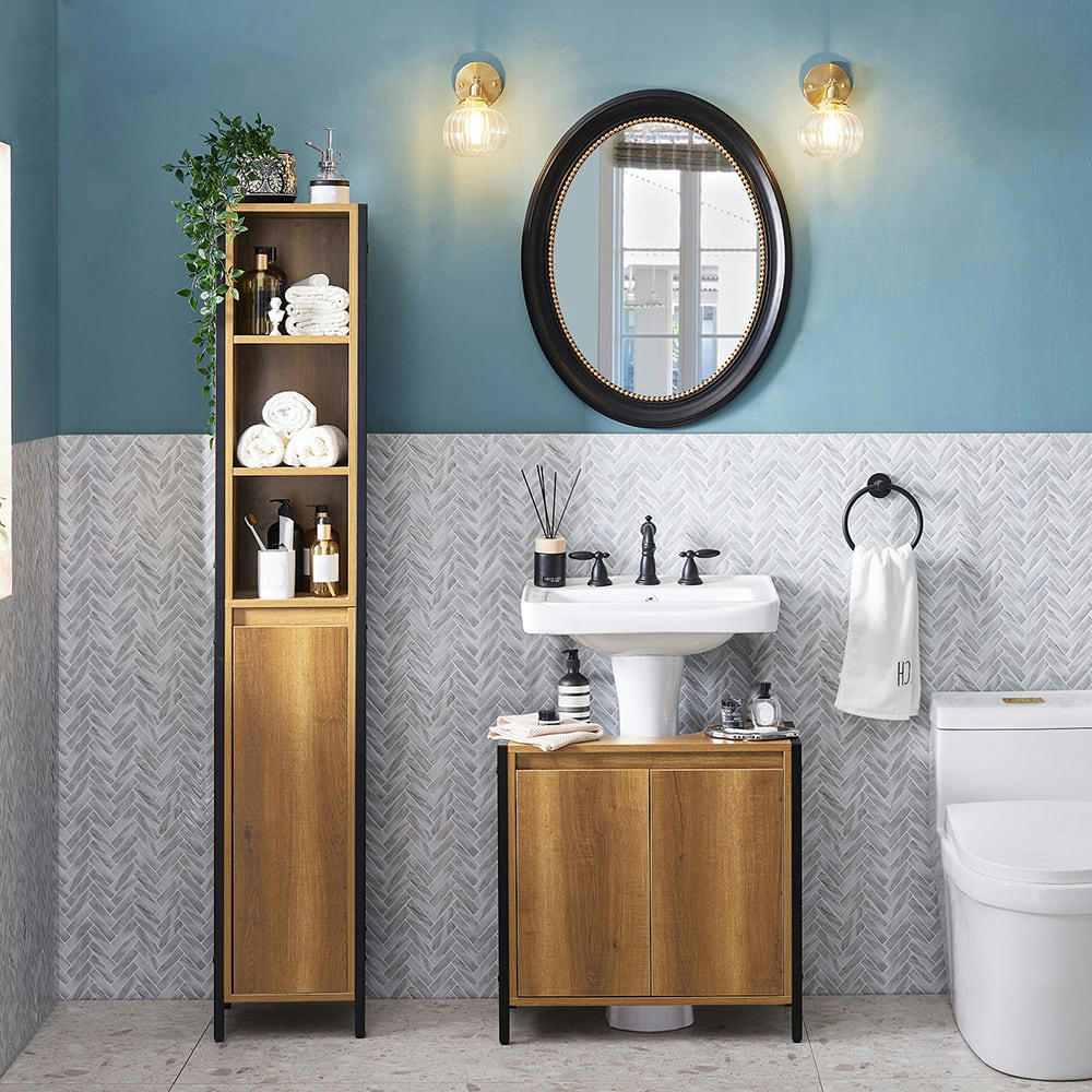 - Meuble sous vasque 2 portes effet bois