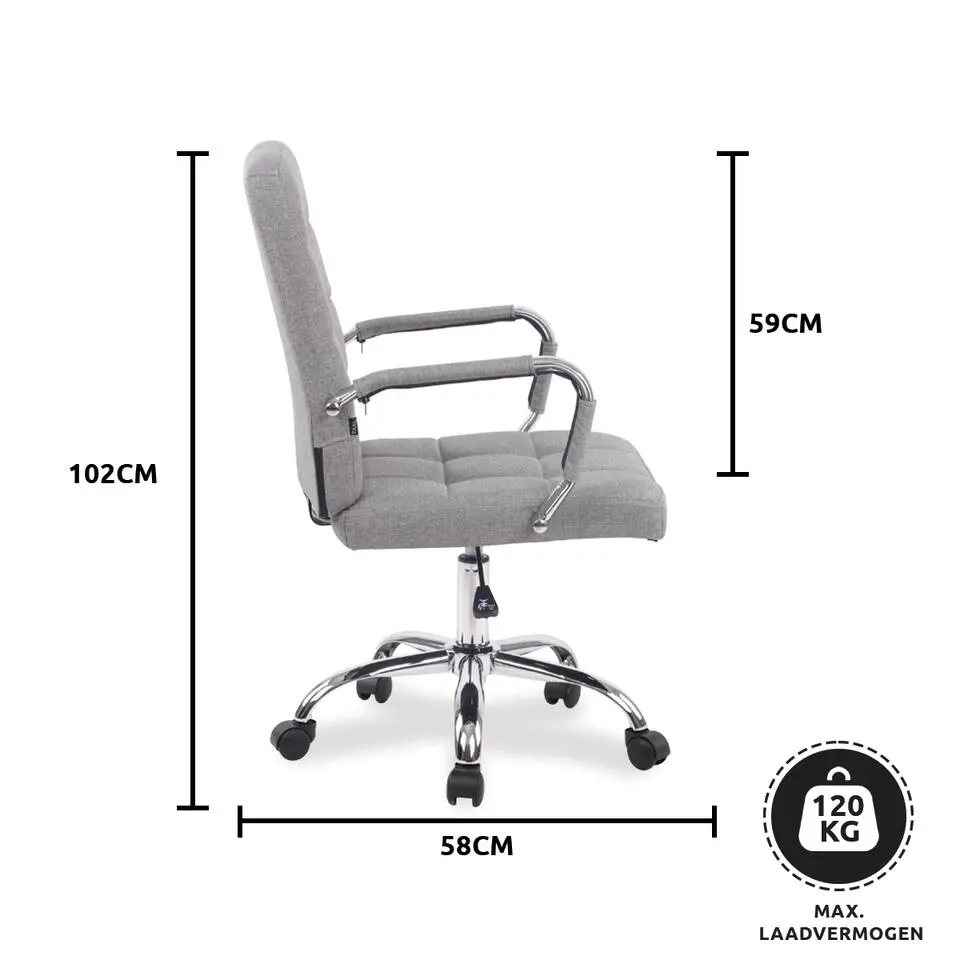 Xairo Milaan - Bureaustoel - Stof - Grijs