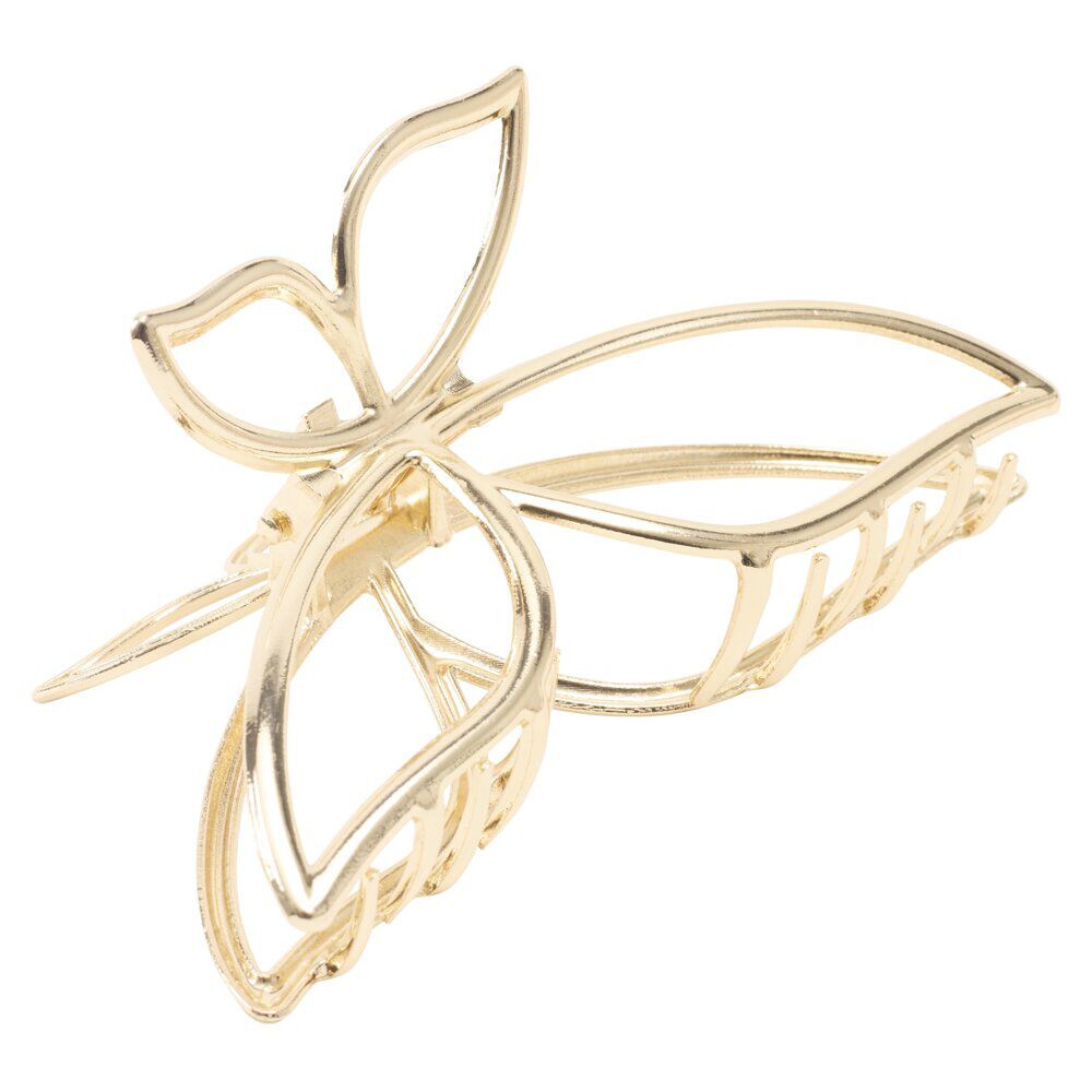 Pince cheveux papillon métal doré L13cm