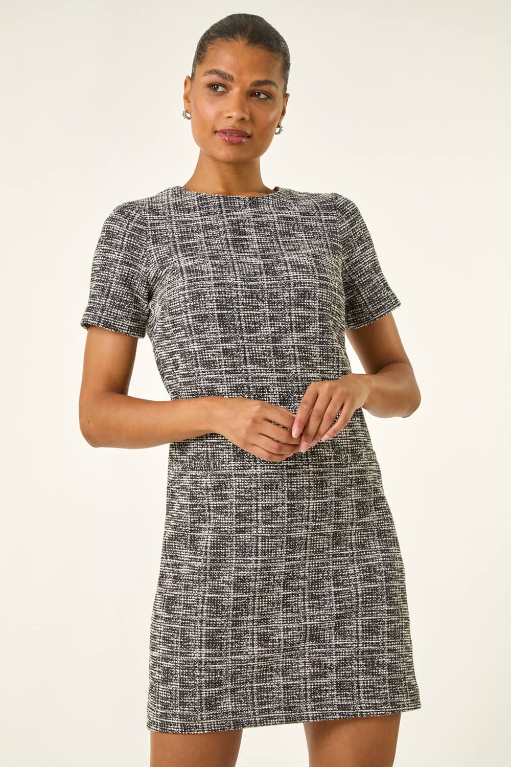 Roman Textured Stretch Shift Dress