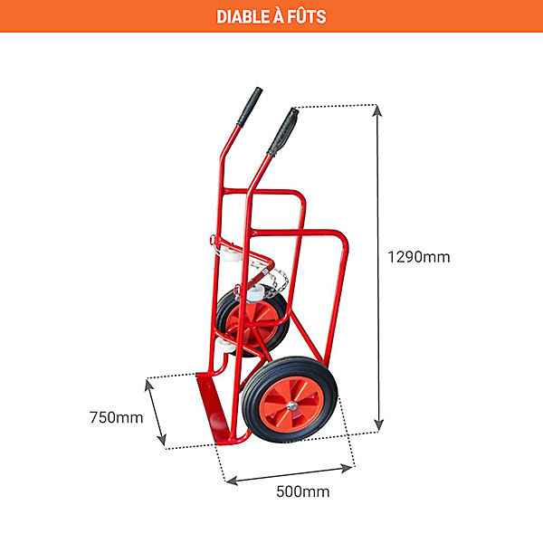 Chantier à fûts mobile 250kg - Roues pneumatique - 840000225