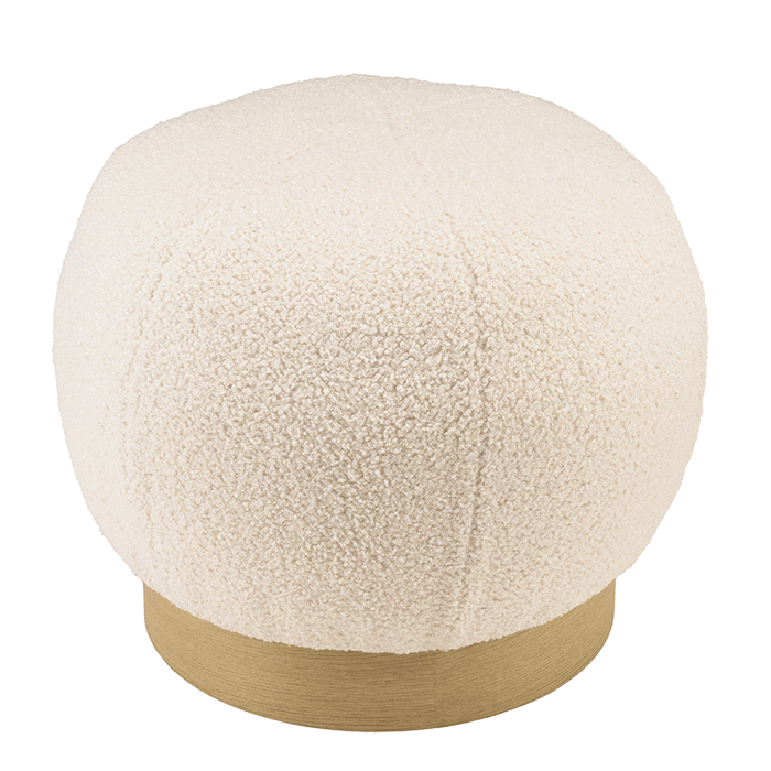 Pouf rond en tissu bouclette blanc CASTILLE