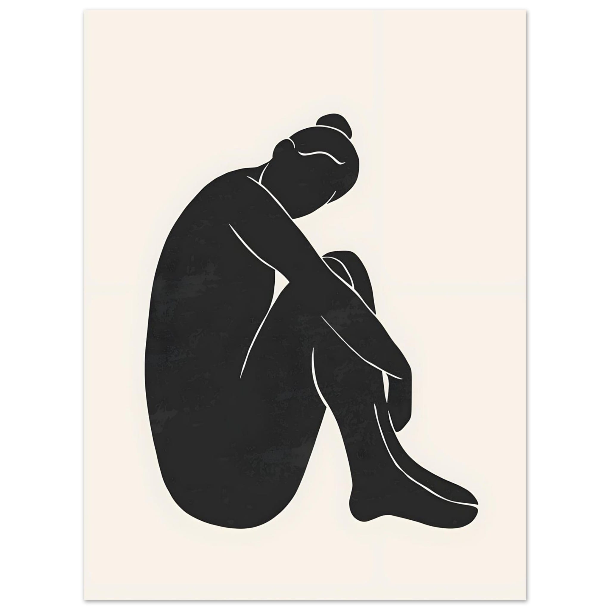 Artfulprints Poster Matisse - The shy lady  - 30x40 cm - Zwart / Wit