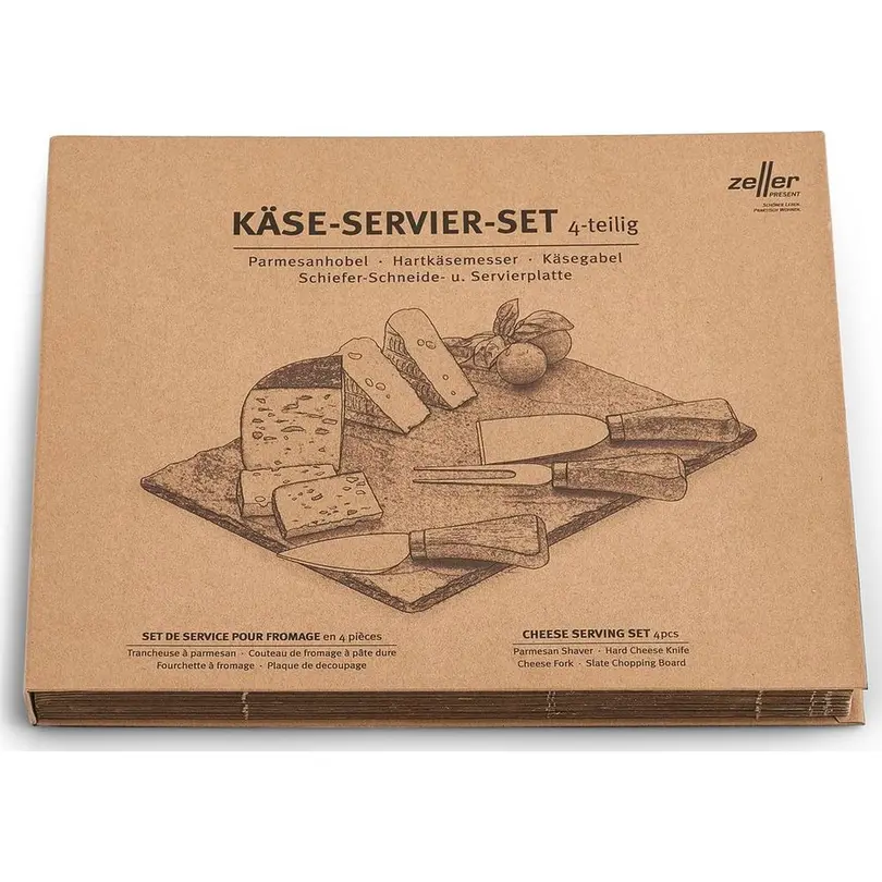Käsebrett mit Messer 4-teilig Käse-Servierset