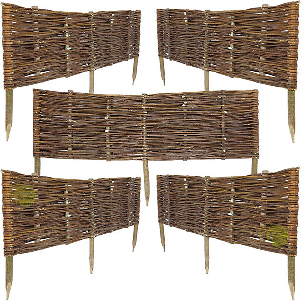 Lot 5 Bordures Osier 100x30 cmDéco Naturelle Jardin Parterre