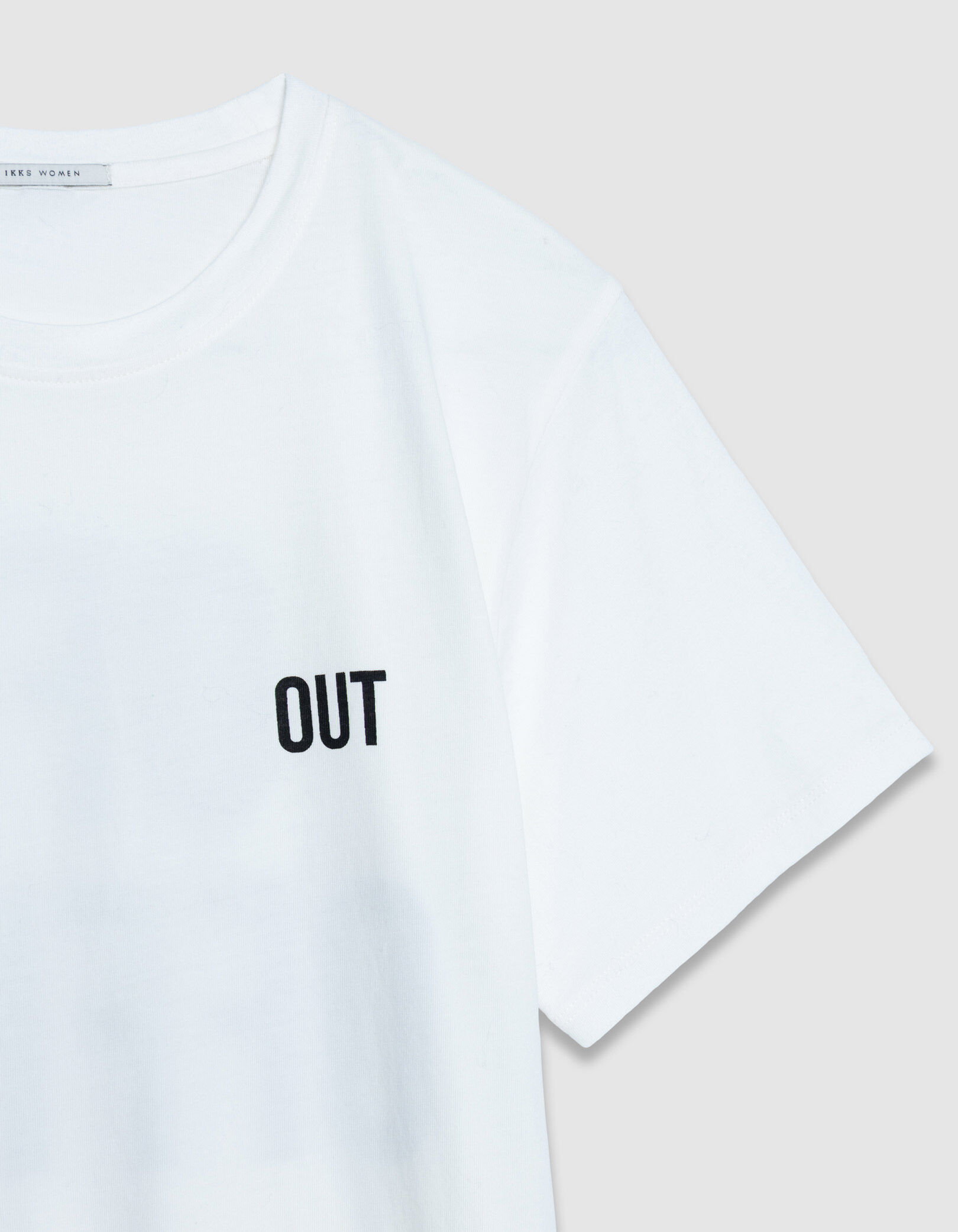 Tee-shirt col rond blanc coton bio message dos Femme