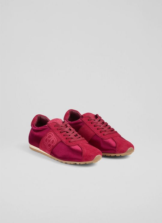 Spring Burgundy Satin Trainers