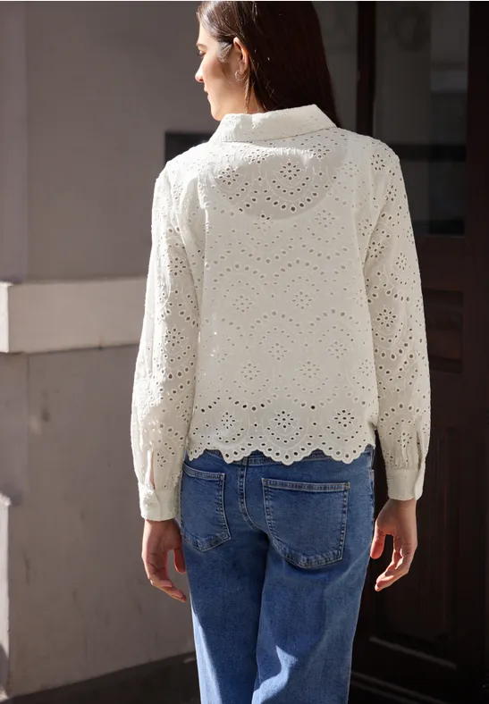 Langarm Bluse mit Shiffleymuster