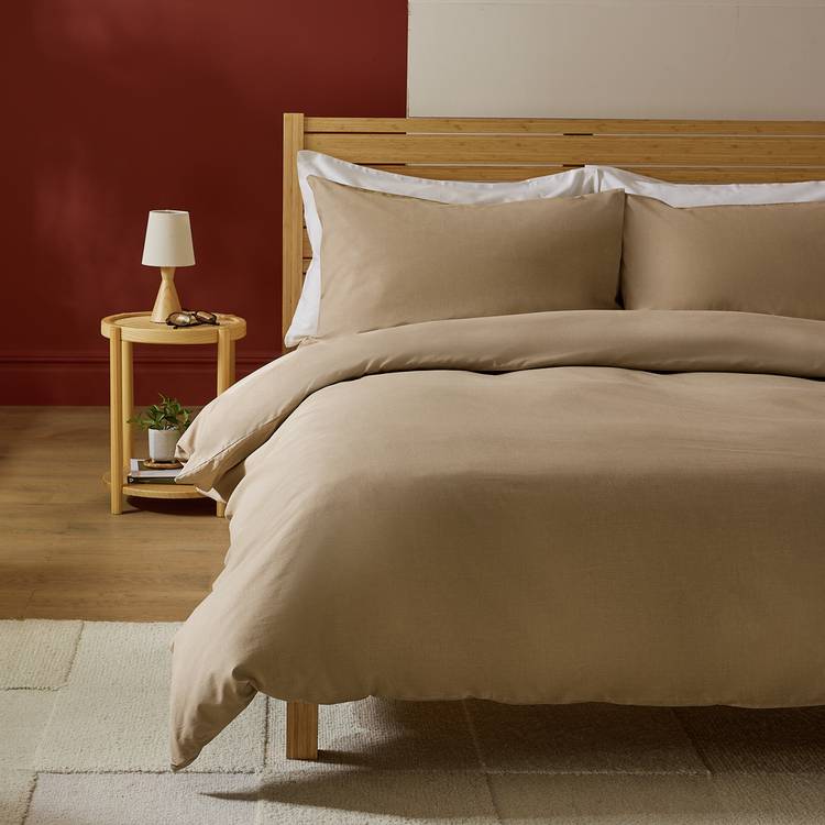 Habitat Cotton Textured Print Natural Bedding Set - Single