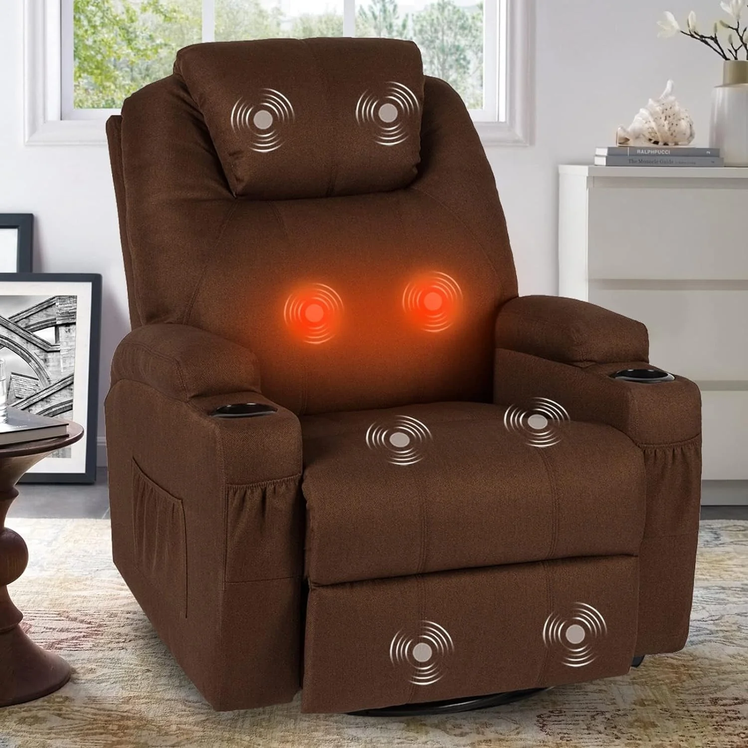 AECOJOY Massage Recliner Chair Heated Rocker Recliner